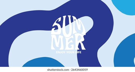 Verão horizontal abstrato fundo mão desenhado linhas. Modelo de design de estilo minimalista de arte moderna para vendas, cartaz horizontal, cabeçalho, capa, mídia social, moda

