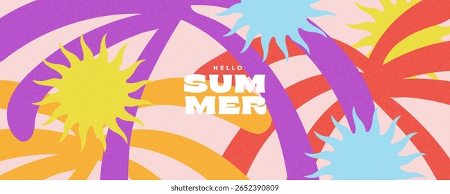Fondo Horizontal de verano con hojas tropicales abstractas brillantes. Plantilla de diseño de estilo minimalista de arte moderno para ventas, cartel Horizontal, encabezado, portada, redes sociales, anuncios de moda