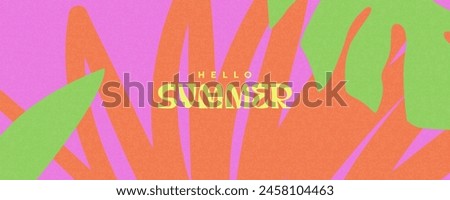 Summer horizontal background with bright abstract tropical leaves. Modern art minimalist style design template for sales, horizontal poster, header, cover, social media, fashion ads