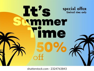 Summer, hot, sale, offer, off, fifity, 50%, 50, palm, sunsent, sun