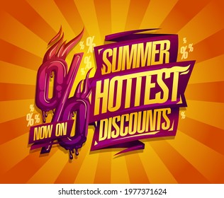 Summer hottest discounts sale banner or poster vector design template