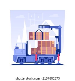 Summer House Delivery Isolated Concept Vector Illustration. Group Of Contractors Unloads Panels From The Truck, Summer House Building, Exterior Works, Materials Delivery Vector Concept.