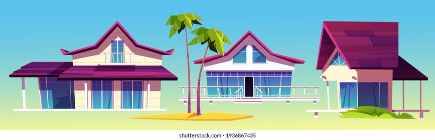 Summer houses, bungalows on sea beach