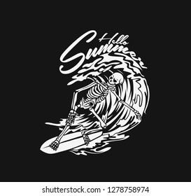 Summer Human Skull Water Skiing Vector Stock Vector (Royalty Free ...