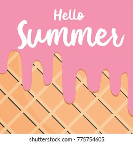Summer ice cream card and background