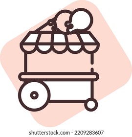 Summer ice cream cart, illustration, vector on white background.