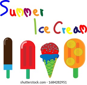 Summer ice cream collection, vector illustration.