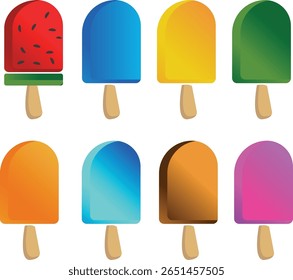 Summer ice cream color vector icon set