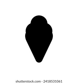 Summer ice cream cone with three flavor balls in silhouette flat icon. Trendy style summer holiday graphic element resources for many purposes.
