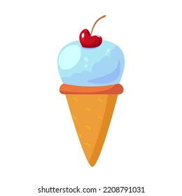 Summer ice cream cone. Tropical cocktail, flamingo, Hawaiian flower, fruits, ice cream, watermelon isolated on white. Vector illustration
