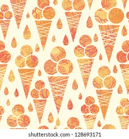 Summer ice cream cones seamless pattern background