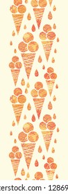 Summer ice cream cones vertical seamless pattern border