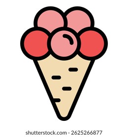 Summer ice cream icon. Outline Summer ice cream vector icon for web design isolated on white background color flat