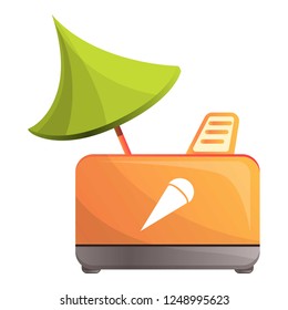 Summer ice cream kiosk icon. Cartoon of summer ice cream kiosk vector icon for web design isolated on white background