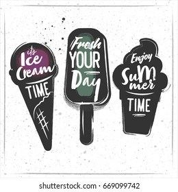 Summer Ice Cream Menu - Different Sketched Types of Ice Cream