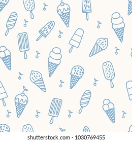 Summer ice cream pattern. Seamless cute line background