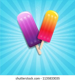Summer Ice Cream Poster With Gradient Mesh, Vector Illustration

