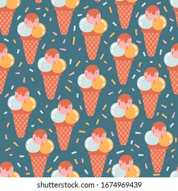 summer ice cream seamless pattern