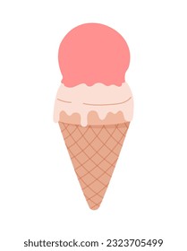 Summer ice cream vector concept. Cold dessert and delicacy for hot weather. Symbol of tropical countries. Sticker for social networks. Cartoon flat illustration isolated on white background