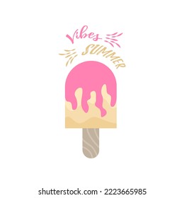 Summer ice cream vector design illustration, Collection of hand-drawn summer elements 