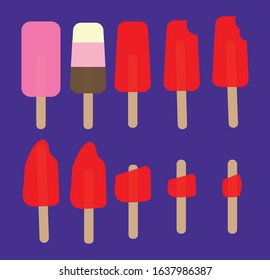 Summer ice lollies vector on a purple background
