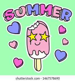 SUMMER ICE POP. POPSICLE. SLOGAN PRINT VECTOR