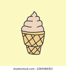 Summer Ice-cream Corn Icon Illustration 