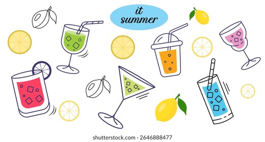 Summer Iced Drinks, Lemons, and Refreshing Beverages background
