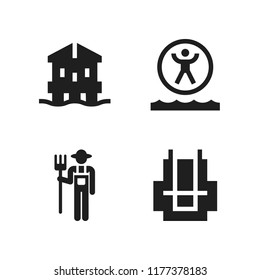 summer icon. 4 summer vector icons set. farmer, backpack and beach house icons for web and design about summer theme
