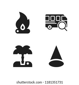 summer icon. 4 summer vector icons set. cone, palm tree and bus icons for web and design about summer theme