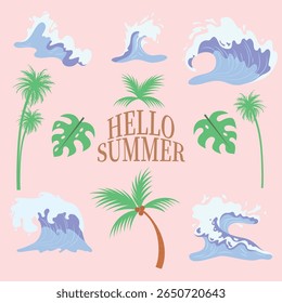 Summer Icon Beach definir férias de verão coleção de itens