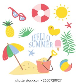 Summer Icon Beach set summer vacation items collection