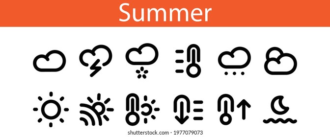 Summer Icon Black Line Style of Tourism for Web and App Isolated on White Background. Vector illustration