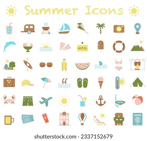 Summer icon. Bright, multicolored icons. Tourism symbol. Vector illustration. EPS 10.