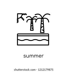 Summer icon from collection., editable outline stroke vector illustration