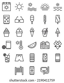 Summer icon collection, white color background 