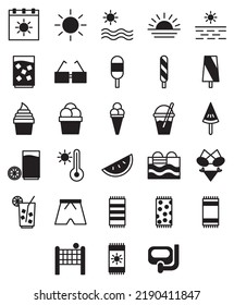 Summer icon collection, white color background 