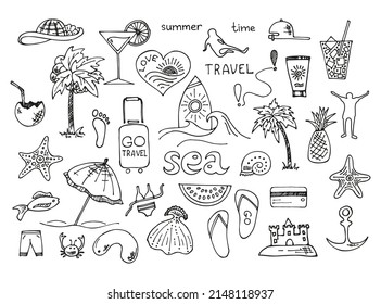 Summer icon in doodle style. Vector hand drawn Sketch illustration