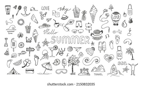 Summer icon in doodle style. Vector hand drawn Sketch illustration