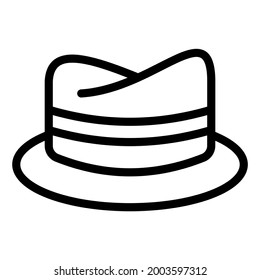 Sommersymbol Fedora-Hut mit Umriss-Stil und Pixel perfekt