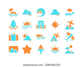 Summer Icon Fileed Two-Tone Style. Holiday and Vacation Icons Collection Perfect for Websites, Landing Pages, Mobile Apps, and Presentations. Suitable for User Interface or User Experience UI UX.
