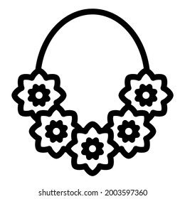 Summer icon flower necklace with outline style and pixle perfect