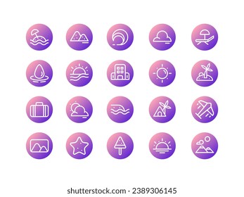 Summer Icon Gradient Circular Outline Style. Holiday and Vacation Icons Collection Perfect for Websites, Landing Pages, Mobile Apps, and Presentations. Suitable for UI UX.