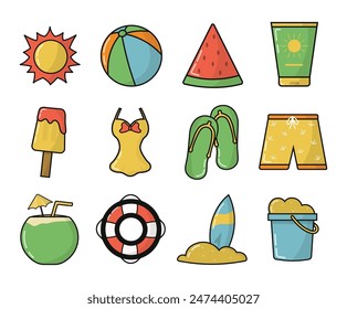Summer Icon Illustration Set Collection