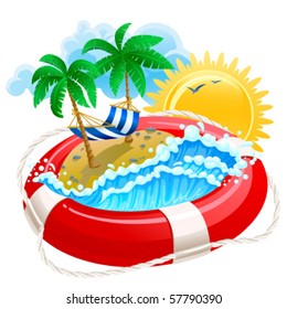 Summer icon with life buoy