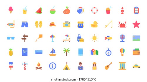 Summer icon on isolated white background with flat style. Summer holidays vector icon illustration for logo, ui, web, apps, banner, poster, brochure, infographic, etc.