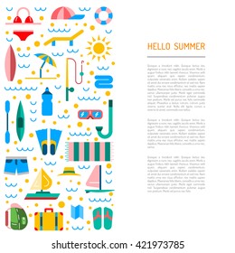 Summer icon outline set for summer holiday and travel. Summer outline on the theme of summer, travel, trekking, vacation, weekend beach. Icon summer time outline. Summer icons for design outline. 
