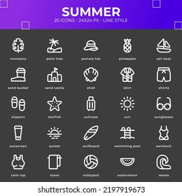 Summer icon pack with black color