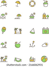 Summer icon pack, illustration, vector on a white background.