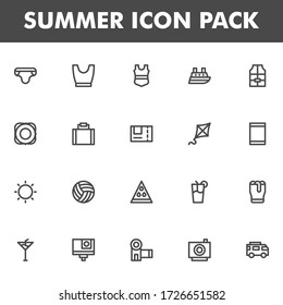 Summer icon pack isolated on white background. for your web site design, logo, app, UI. Vector graphics illustration and editable stroke. EPS 10.